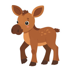 Adorable Brown Cartoon Calf Standing on White Background with Delicate Lighting and Playful Aesthetic for Children's Illustrations