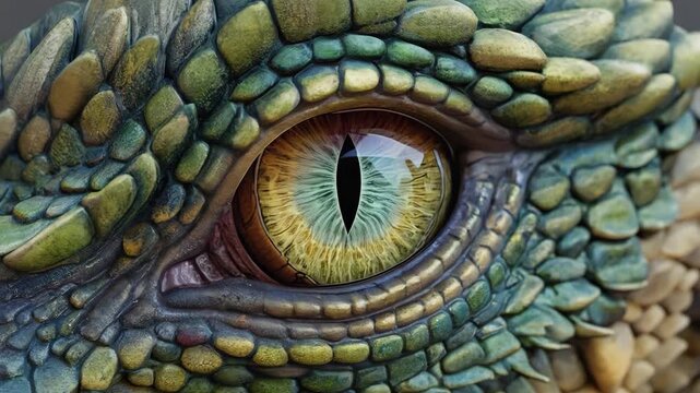 Captivating close up of a reptile eye with intricate details. 4K Video
