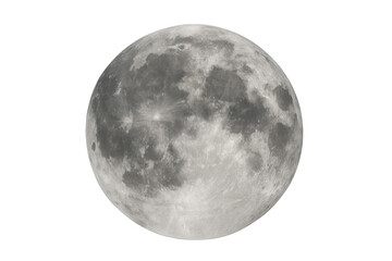 Full moon against a transparent background showing detailed lunar surface and craters, representing space exploration and astronomy