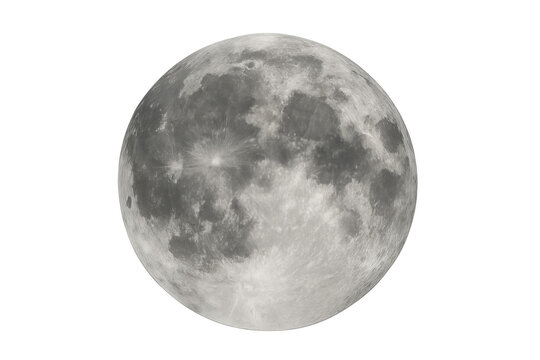 Full moon against a transparent background showing detailed lunar surface and craters, representing space exploration and astronomy