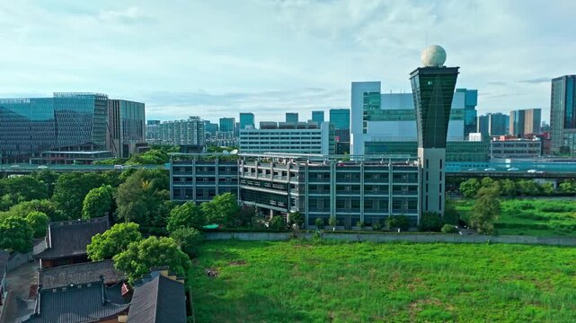 Hangzhou Meteorological Observatory and City Skyline, China