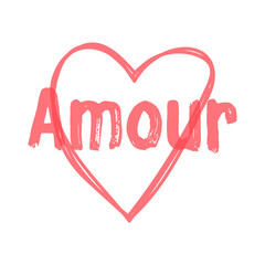 Amour Heart Brush Lettering Design