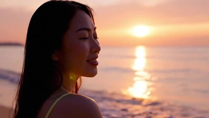 world introvert day young woman watching serene sunset on beach
