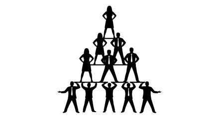 Teamwork builds success, powerful people climbing corporate pyramid