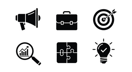 Business icons success strategy planning marketing idea teamwork goal achievement