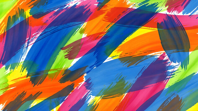 Vibrant abstract brushstrokes in multiple bright colors