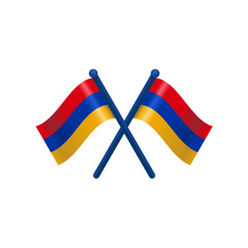 Two crossed armenia flags isolated vector illustration
