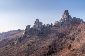 Atlants Valley national park and reserve in Primorsky krai or Primorye region, a beautiful nature landscape popular for hiking in Russia.
