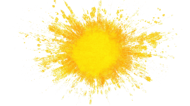 Bright yellow sunburst paint splash isolated on a transparent background - Powered by Adobe