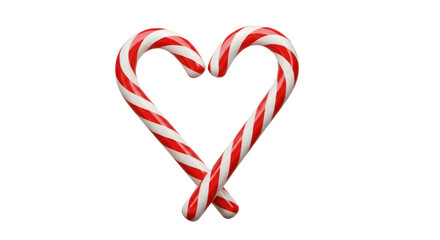 Two red and white striped candy canes form a heart shape against a black background