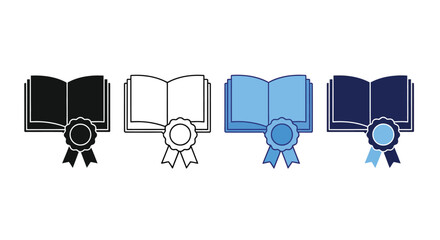 Award winning book icons show knowledge and achievement