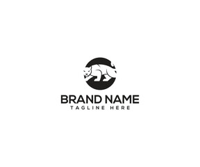 Illustration Logo: A symbolic emblem featuring a stylized bear silhouette set within a circular frame, conveying strength and stability, perfect for branding.