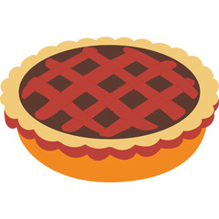 Sweet cherry pie with lattice crust and golden brown crust on a transparent background