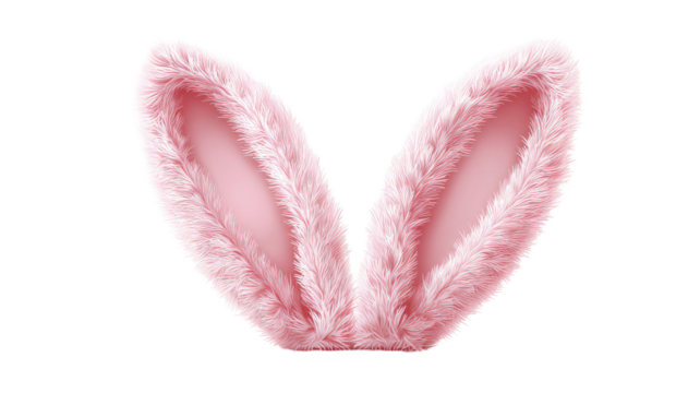 fluffy pink bunny ears isolated on white background - Powered by Adobe