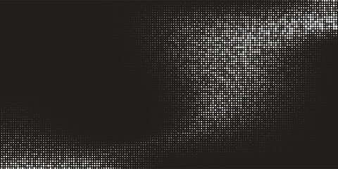Elegant Grunge halftone grit background. White and black sand noise wallpaper. Retro pixilated vector backdrop. dots design