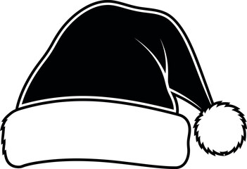 Simple black and white santa hat illustration for holiday design