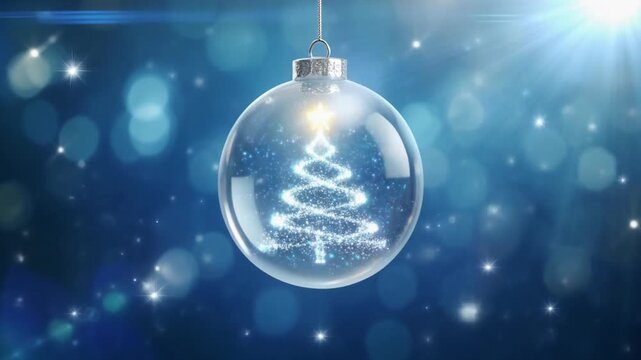 New Year background with Christmas balls with Blue Gradient Background