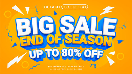 Big sale end of season 3d editable text effect template