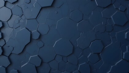 Hexagonal Dark Blue Navy Background Texture — 3D Illustration Geometric Honeycomb Pattern, Modern Futuristic Navy Backdrop
