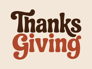 The word Thanksgiving is displayed in a stylized, retro font.