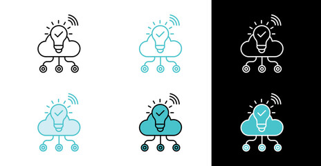 Smart cloud concept icon for innovation and network intelligence in line and fill style