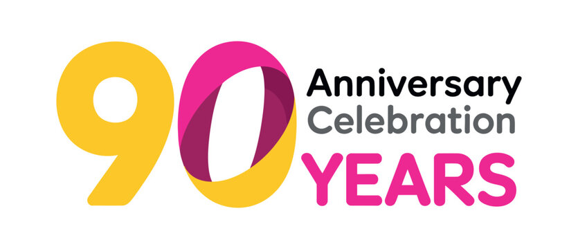 The graphic displays the text "90 Anniversary Celebration YEARS" with the number 90 prominently featured in a stylized design.