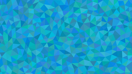 Abstract geometric background featuring a mosaic of triangles in shades of blue, teal, and cyan creating a vibrant and dynamic pattern