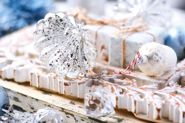 Close-up of a Christmas decoration. Soft focus.	