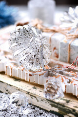 Close-up of a Christmas decoration. Soft focus.	