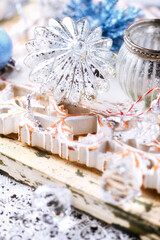 Close-up of a Christmas decoration. Soft focus.	