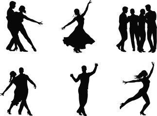 Ballroom and Party Dancer Silhouettes Clipart Bundle