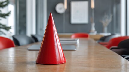 Obraz premium Red cone on meeting table. High quality