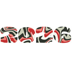 Obraz premium 2026 bold numbers filled with abstract marble pattern