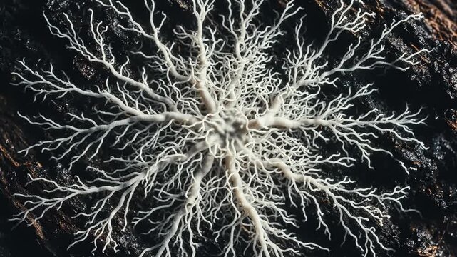 Time-Lapse of White Slime Mold Growing Across Decaying Wood