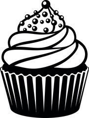 Stylized cupcake vector icon illustration with decorative frosting