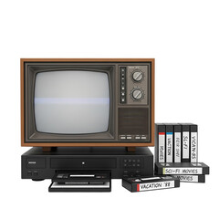 Retro TV and VHS tapes for nostalgic entertainment