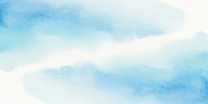 Light blue watercolor background texture soft pastel wash painting abstract sky illustration for creative design