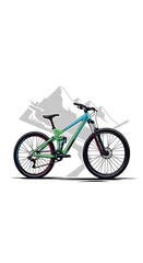 Fototapeta premium Mountain Bike Adventure with Dynamic Mountain Backdrop.