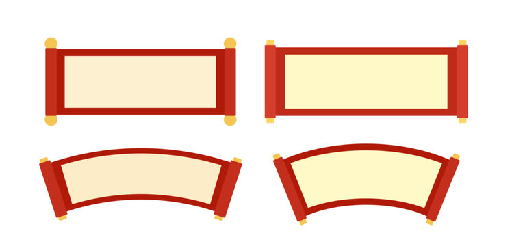 Chinese New Year Blank Spring Couplets Banner Set.
Lunar Festival Empty Scroll Frames Collection.
Traditional Red Couplet Scroll Templates Vector.
White background.