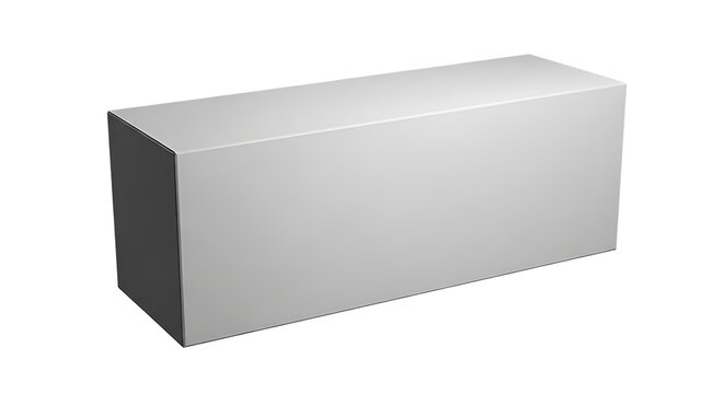 A blank white rectangular cardboard box with a lid isolated on transparent background