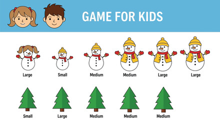 Fototapeta premium Engaging winter game for kids learning size differences visually