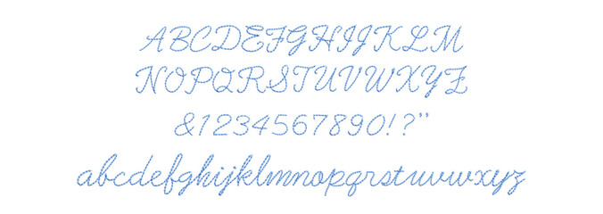 ステッチ刺繍風筆記体文字