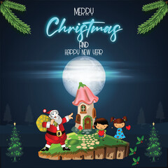 Merry christmas and happy new year lettering