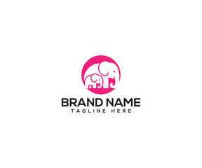Elephant Logo for Branding: A creative logo showcases the charm of two elephants, depicting the bond and strength of a parent and child within a vibrant circle, symbolizing family values, care.