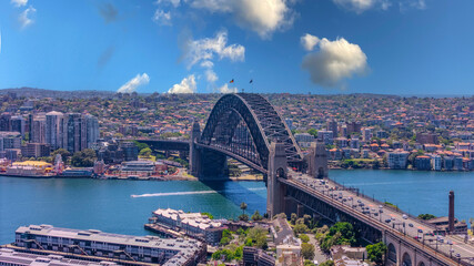 18 November 2025 Panoramic night view of Sydney Harbour and City Skyline of NSW Australia beautiful colourful skies on a beautiful spring day