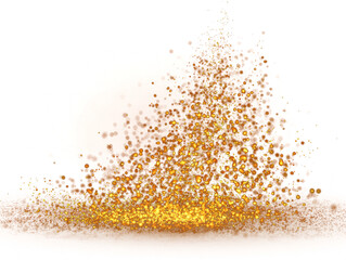 Explosion of Golden Glitter Dust with Sparkling Light Effects on Transparent Backdrop Creating Abstract Texture for Decoration and Luxury Design Element with Festive Look Illustration