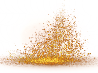 Explosion of Golden Glitter Dust with Sparkling Light Effects on Transparent Backdrop Creating Abstract Texture for Decoration and Luxury Design Element with Festive Look Illustration