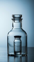 A complex visual puzzle showcasing a clear small glass container mysteriously placed inside a larger, sealed glass vessel ,oddity ,impossible ,inside