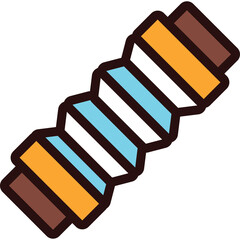 Stylized Vector Graphic Of A Small Accordion Instrument With Blue White And Orange Stripes And Brown End Caps On A Transparent Background