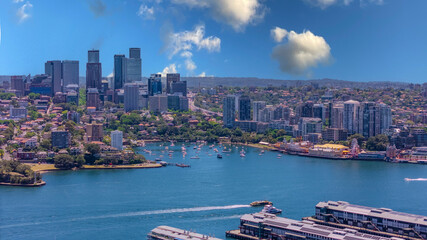 18 November 2025 Panoramic night view of Sydney Harbour and City Skyline of NSW Australia beautiful colourful skies on a beautiful spring day